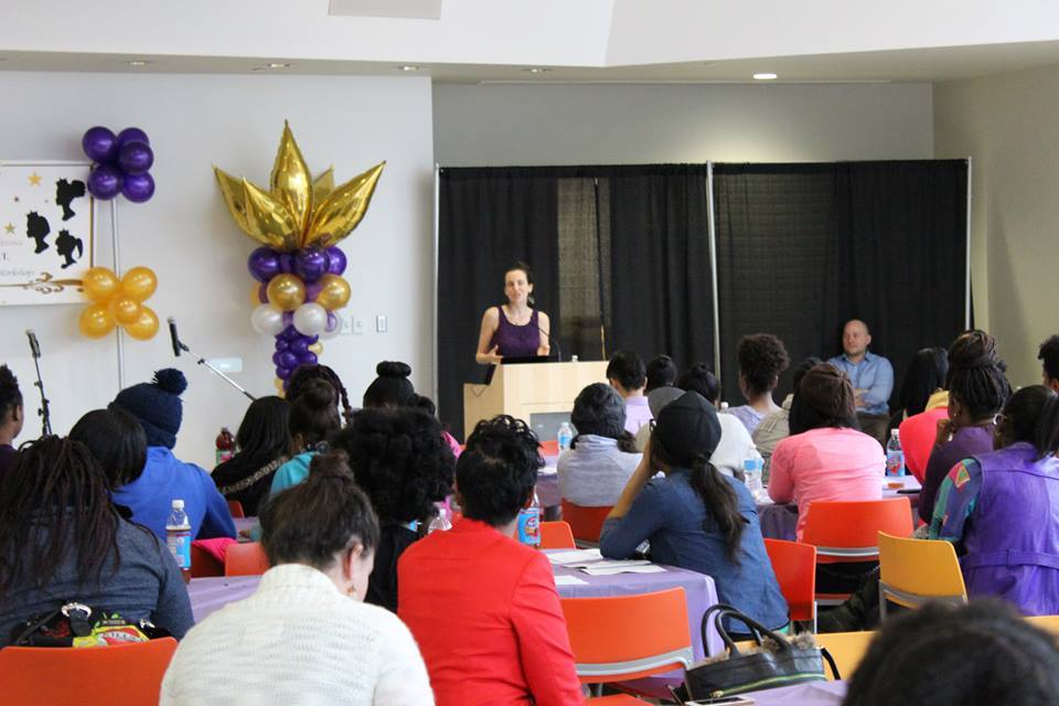 Me conquering my fear of speaking in front of the high school students at the QueenGenius conference.